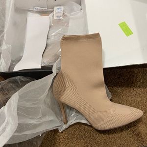 Brand New Fashion Nova Nude Sock Boot Heels